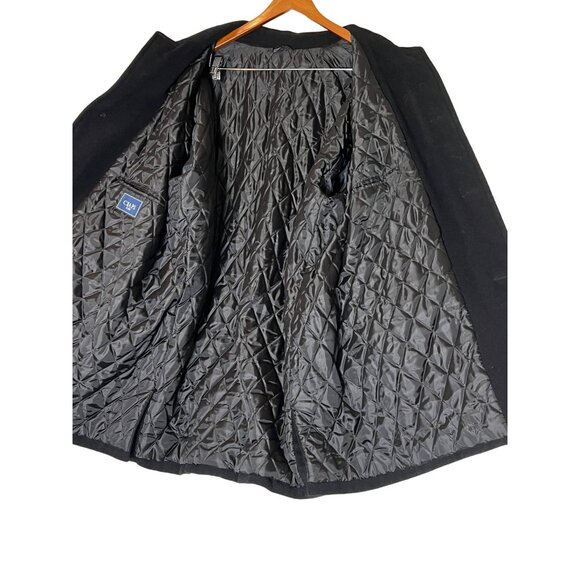 Chaps Men's Black Wool Blend Peacoat Size 46R Preppy Goth Warm Oversized - Picture 9 of 16